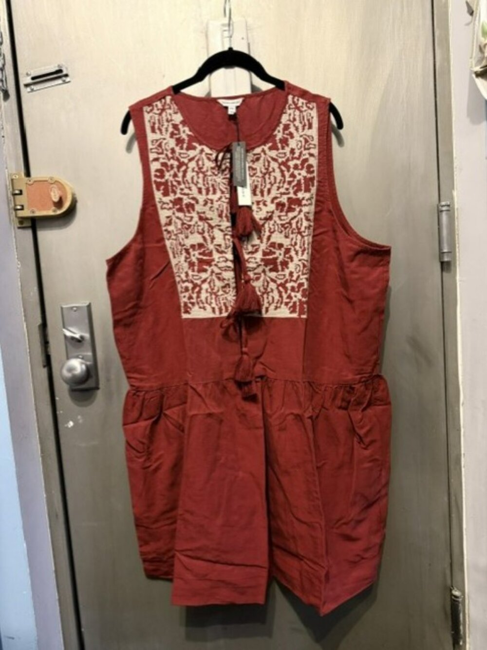 Retro Embroidered Tencel & Linen Mini Dress - Picture 6 of 16